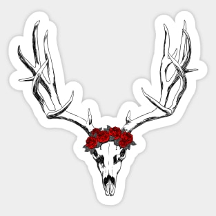 Deer skull with flowercrown Sticker